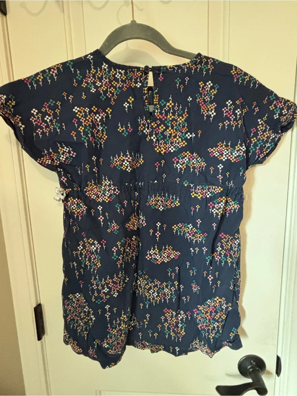 Hanna Andersson Navy Multicolor Floral Shift Dress Girls Size 8